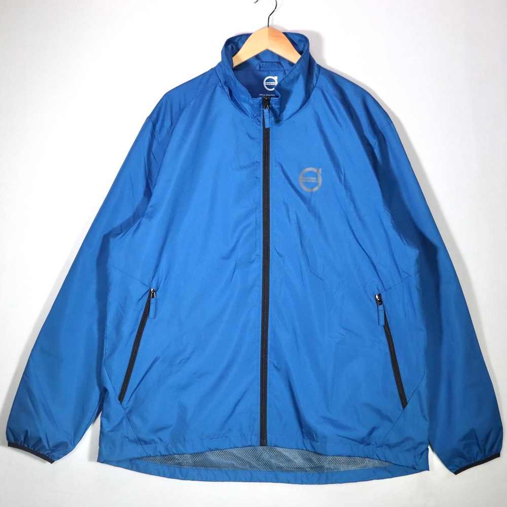 ⁠Volvo Mens Windbreaker Jacket 2XL Blue Iron Mark Reflective Logo Full Zip